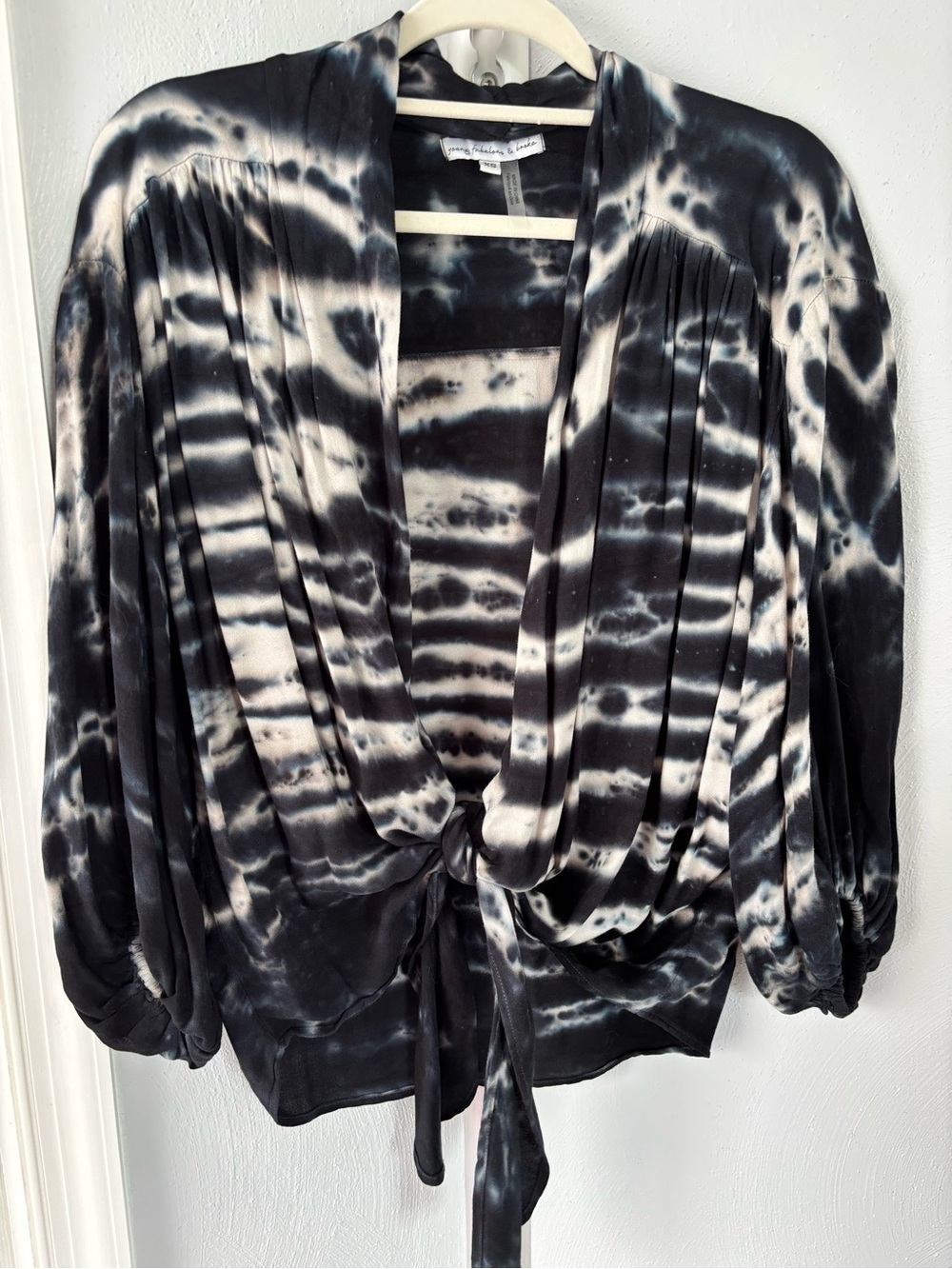 Young Fabulous & Broke Black and White Tie-Dye Open Cardigan
